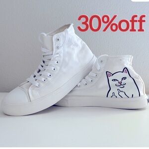 Ripndip White High-Top Sneakers • Cat Graphic •very clean like new 👌😍